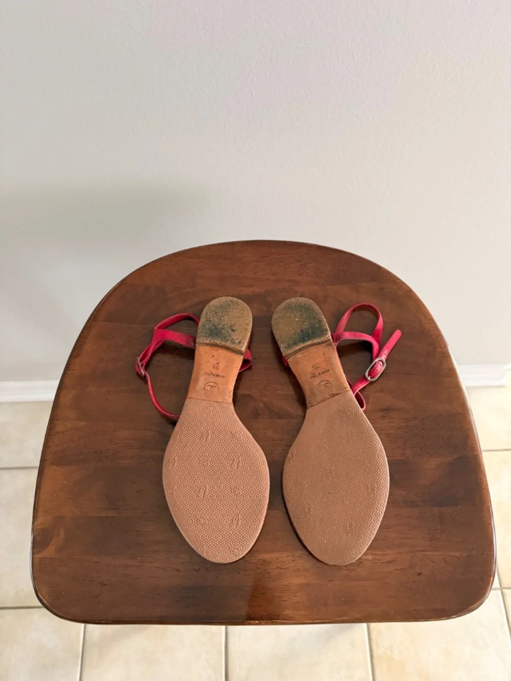 CHANEL Quilted Leather Chain Thong Sandals